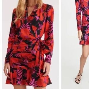 Veronica Beard Lorina Dress Poppy Multi Color Red Pink Size  10